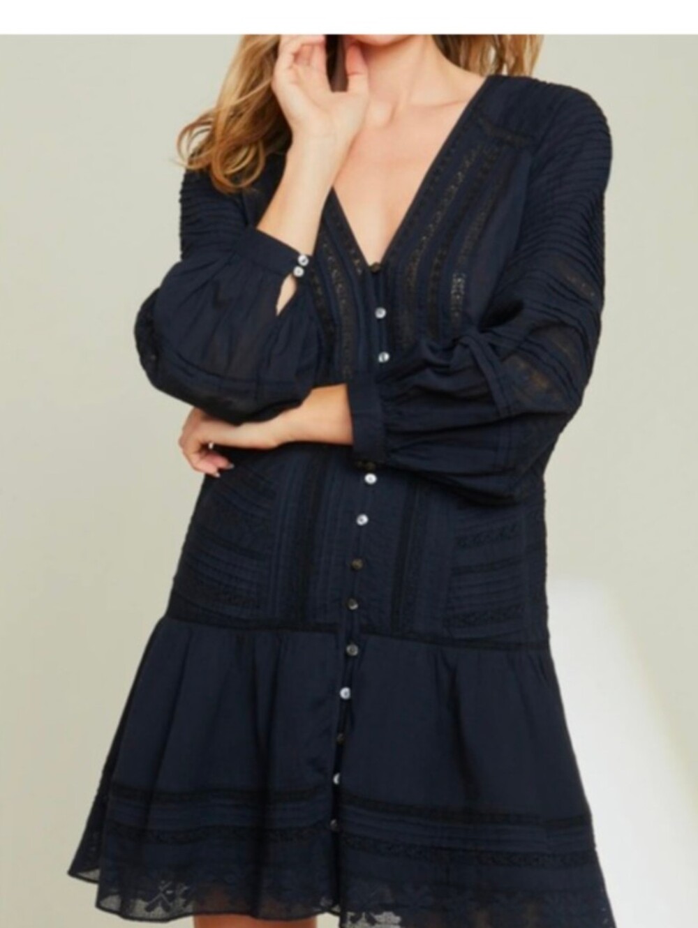 Veronica Beard Cotton Dress In Ink Blue Size 4